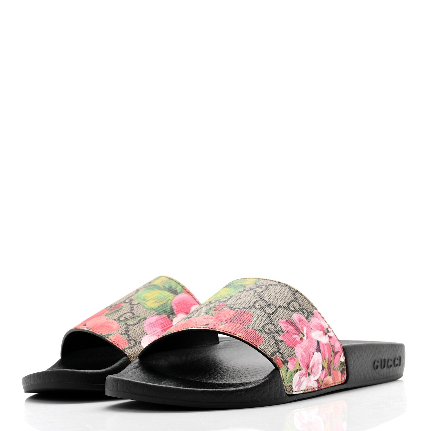 Gucci GG Supreme Monogram Blooms Slide Sandals 35 Beige Multicolor 3 of 8