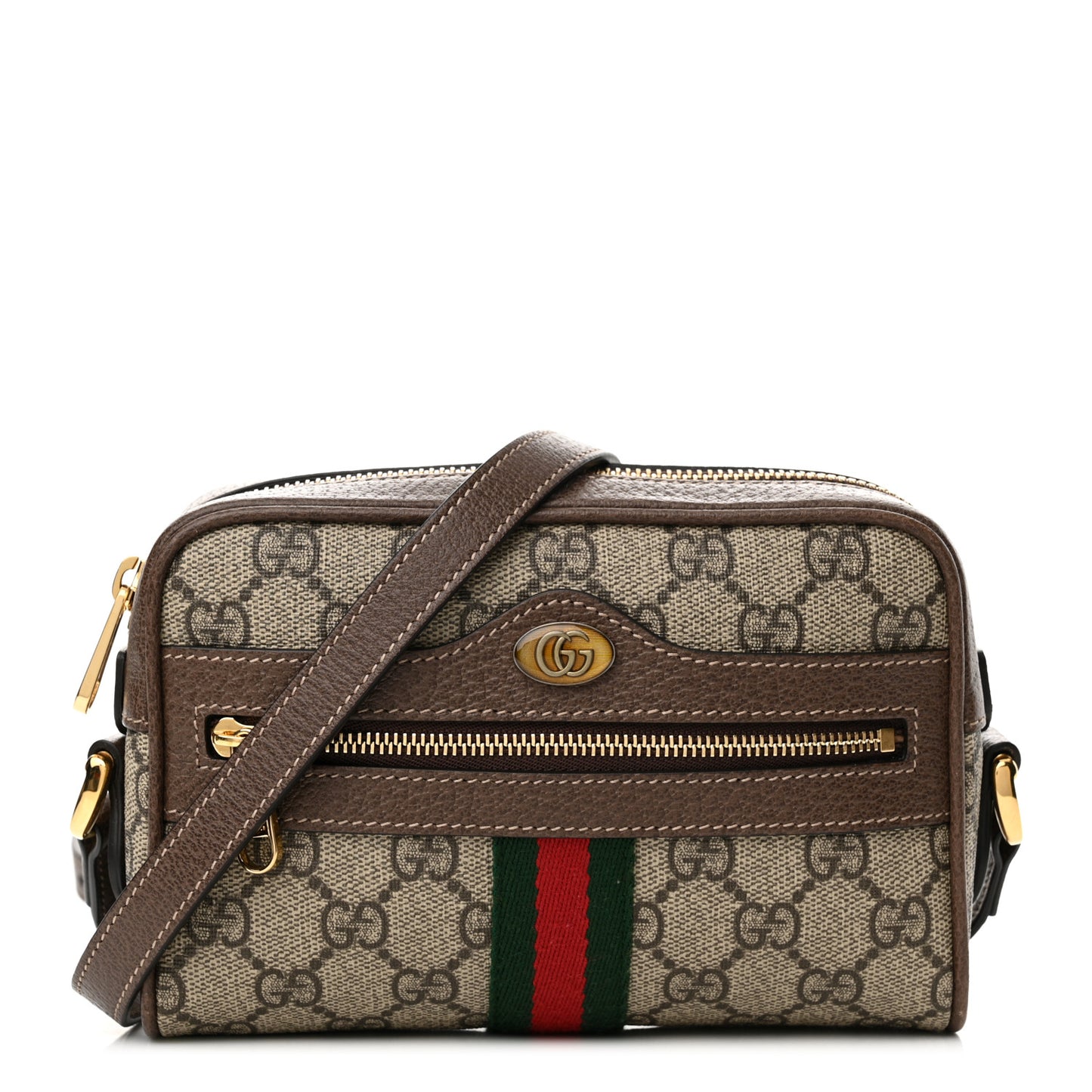 GG Supreme Monogram Web Mini Ophidia Shoulder Bag Brown