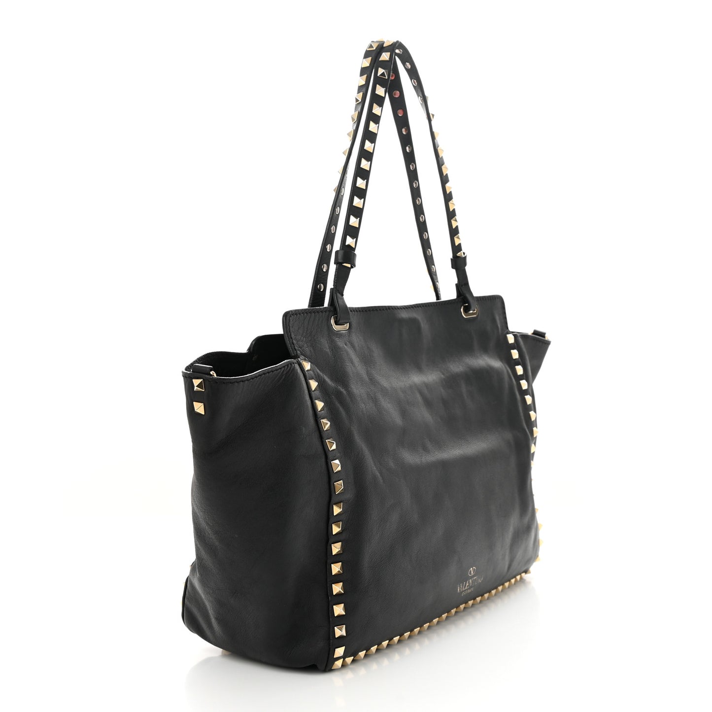 Vitello Medium Rockstud Tote Black