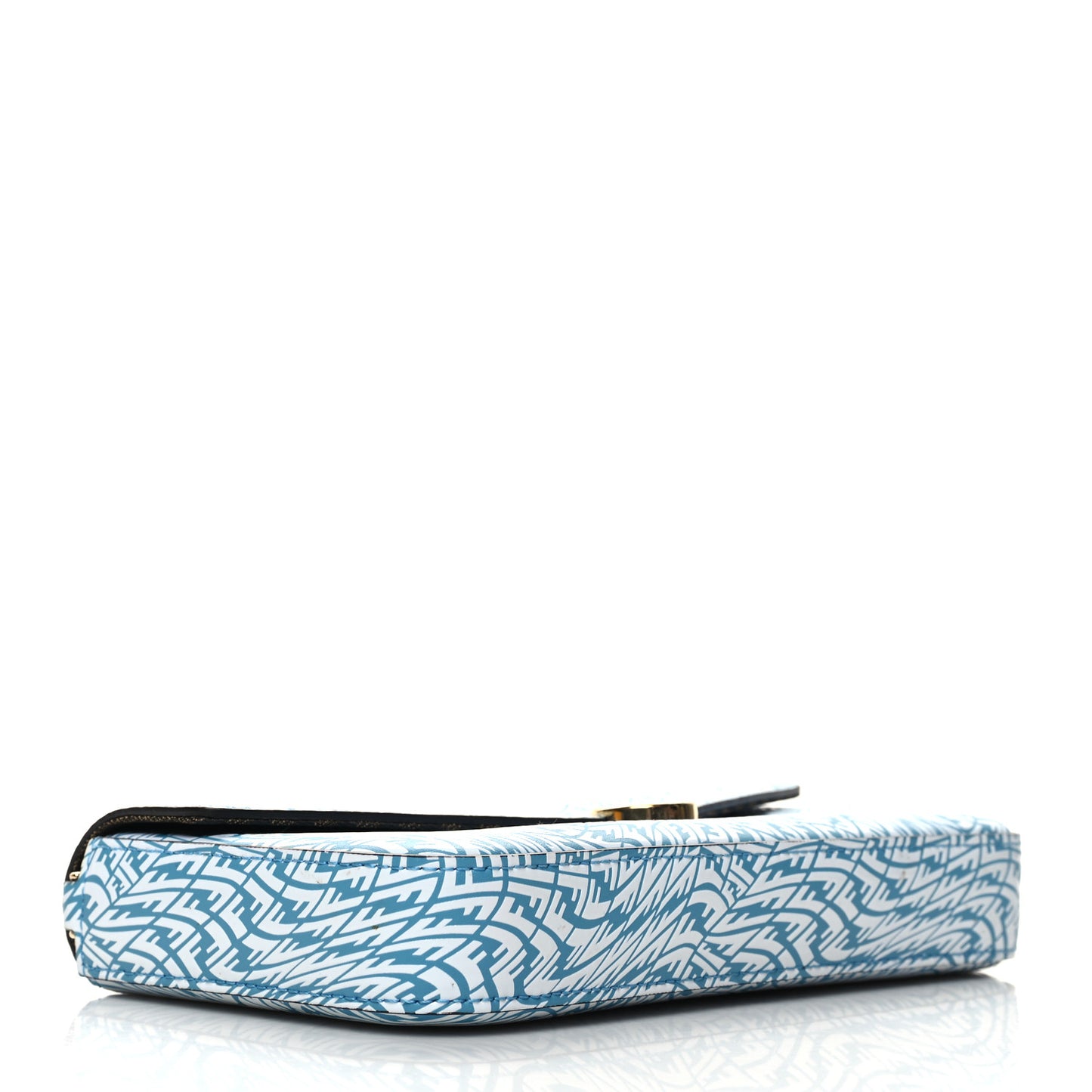 X SARAH COLEMAN Vitello Liberty Ceylon F is Fendi Micro FF Vertigo Embossed Envelope Wallet on Chain with Pouches Cyber Blue White