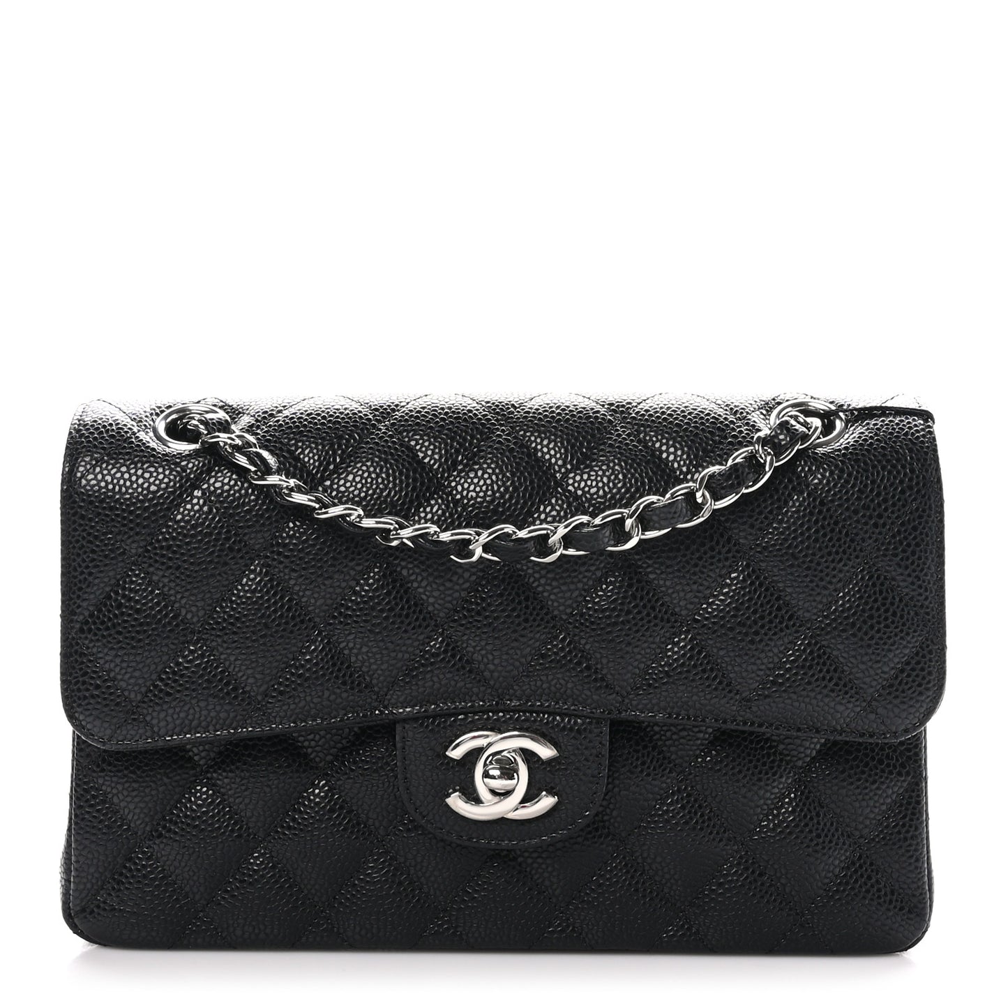Caviar Quilted Small Double Flap Black