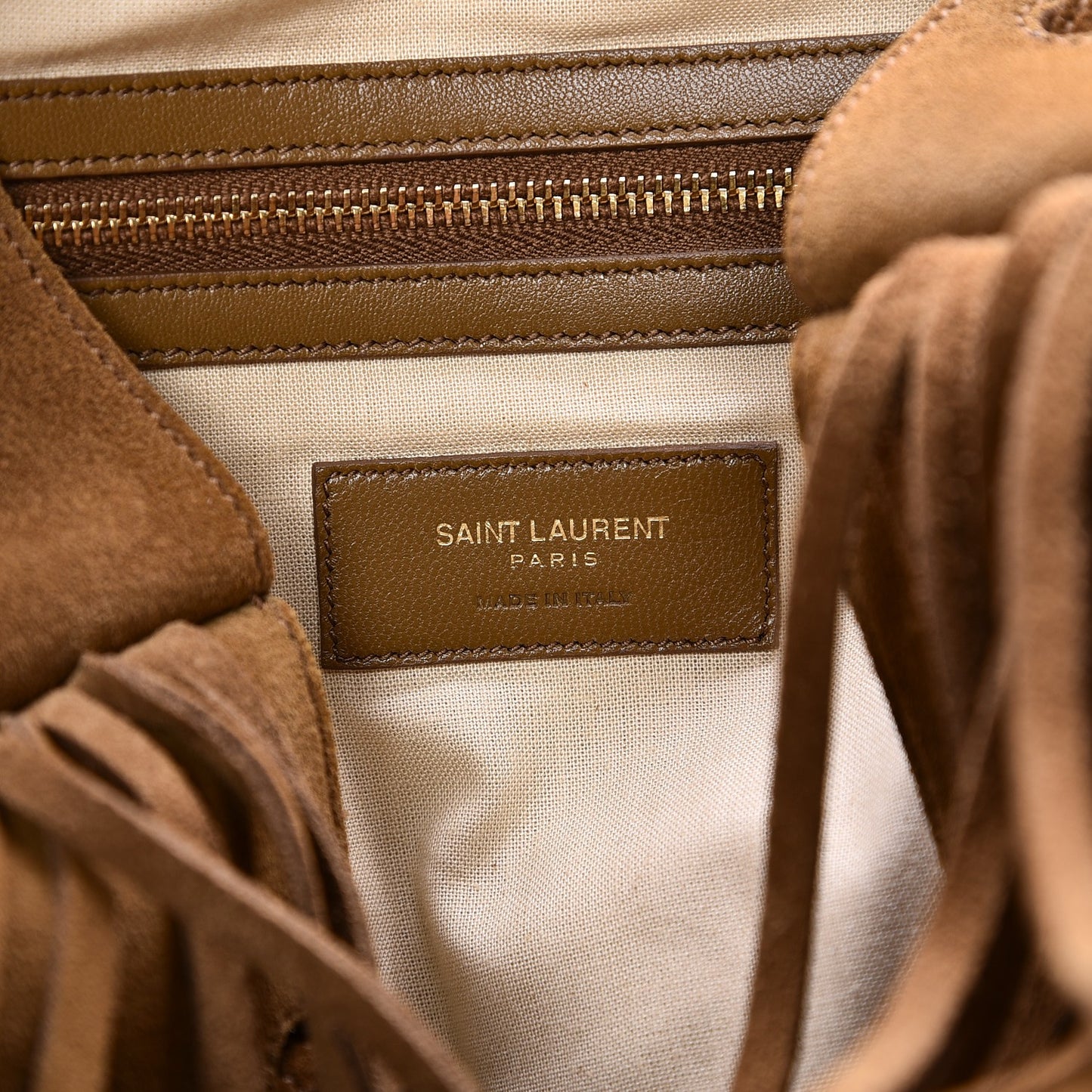 Suede Calfskin Fringe Festival Backpack Light Ocre