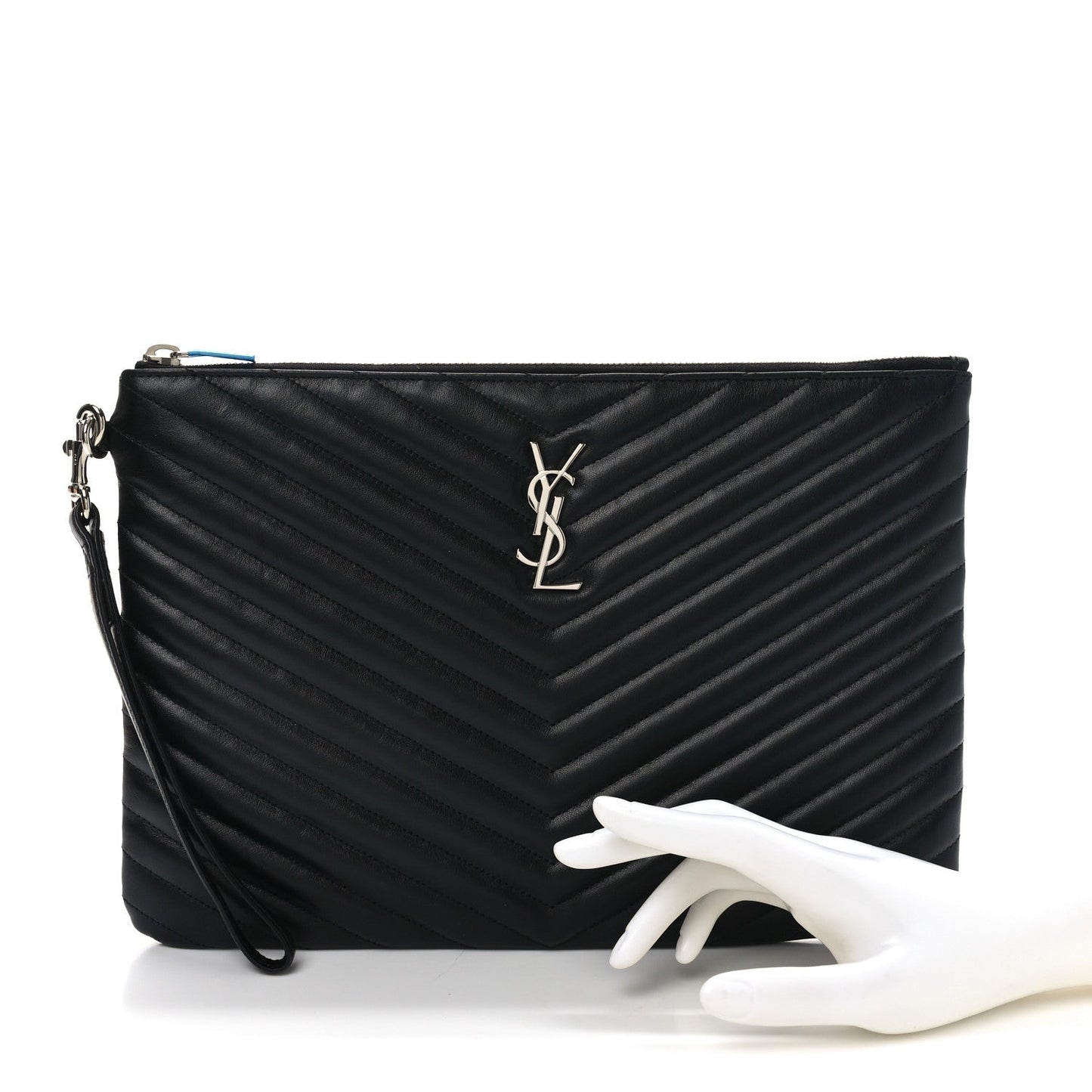 Calfskin Matelasse Monogram Cassandre Tablet Pouch Black