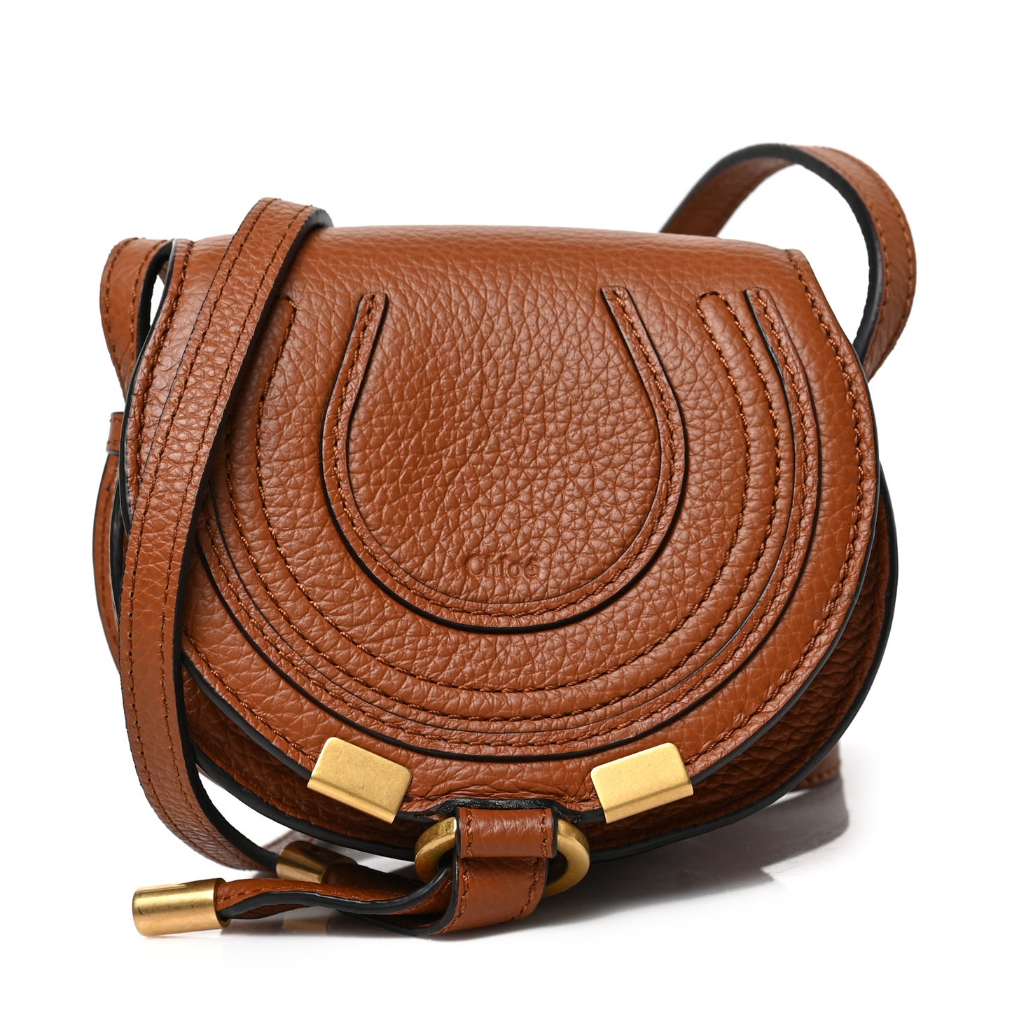 Calfskin Nano Marcie Saddle Bag Tan