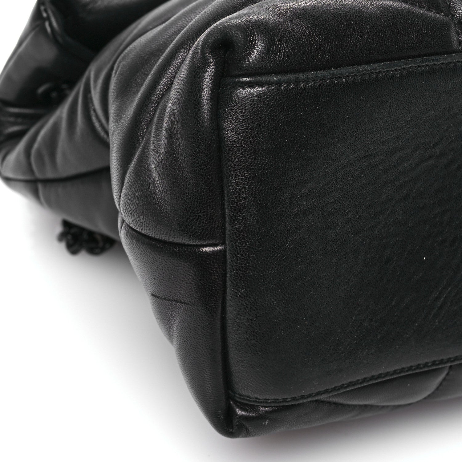 Saint Laurent Lambskin Quilted Monogram Monochrome Medium Loulou Puffer Chain Satchel Black 9 of 10