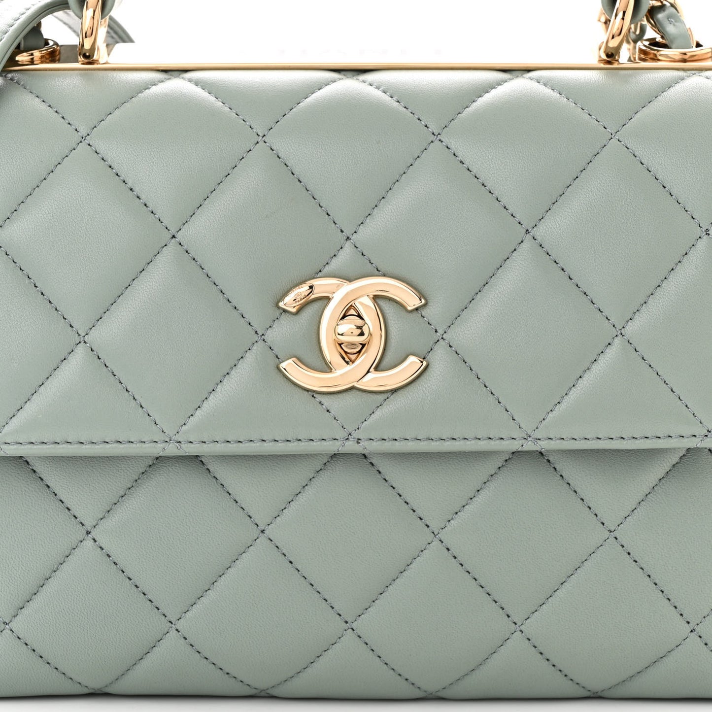 Lambskin Quilted Small Trendy CC Flap Dual Handle Bag Light Grey