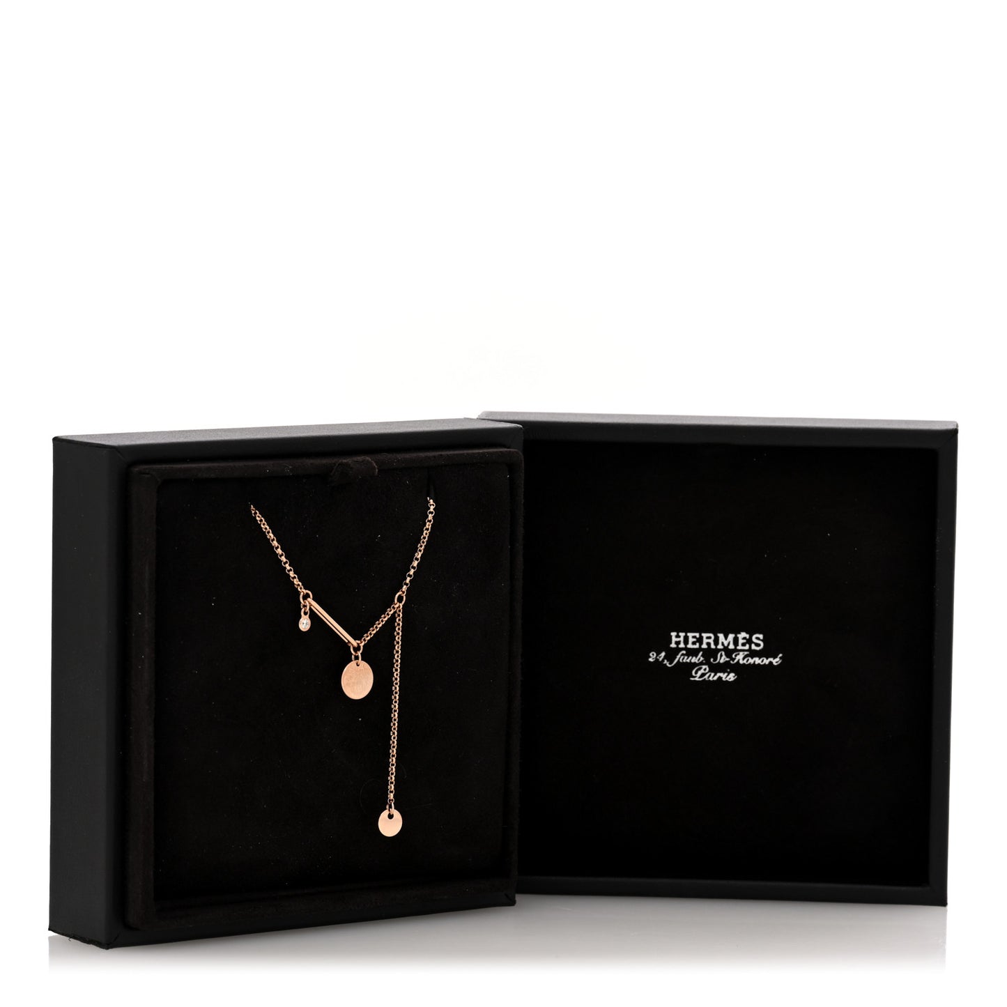 18K Rose Gold Diamond PM Ex-Libris Pendant Necklace