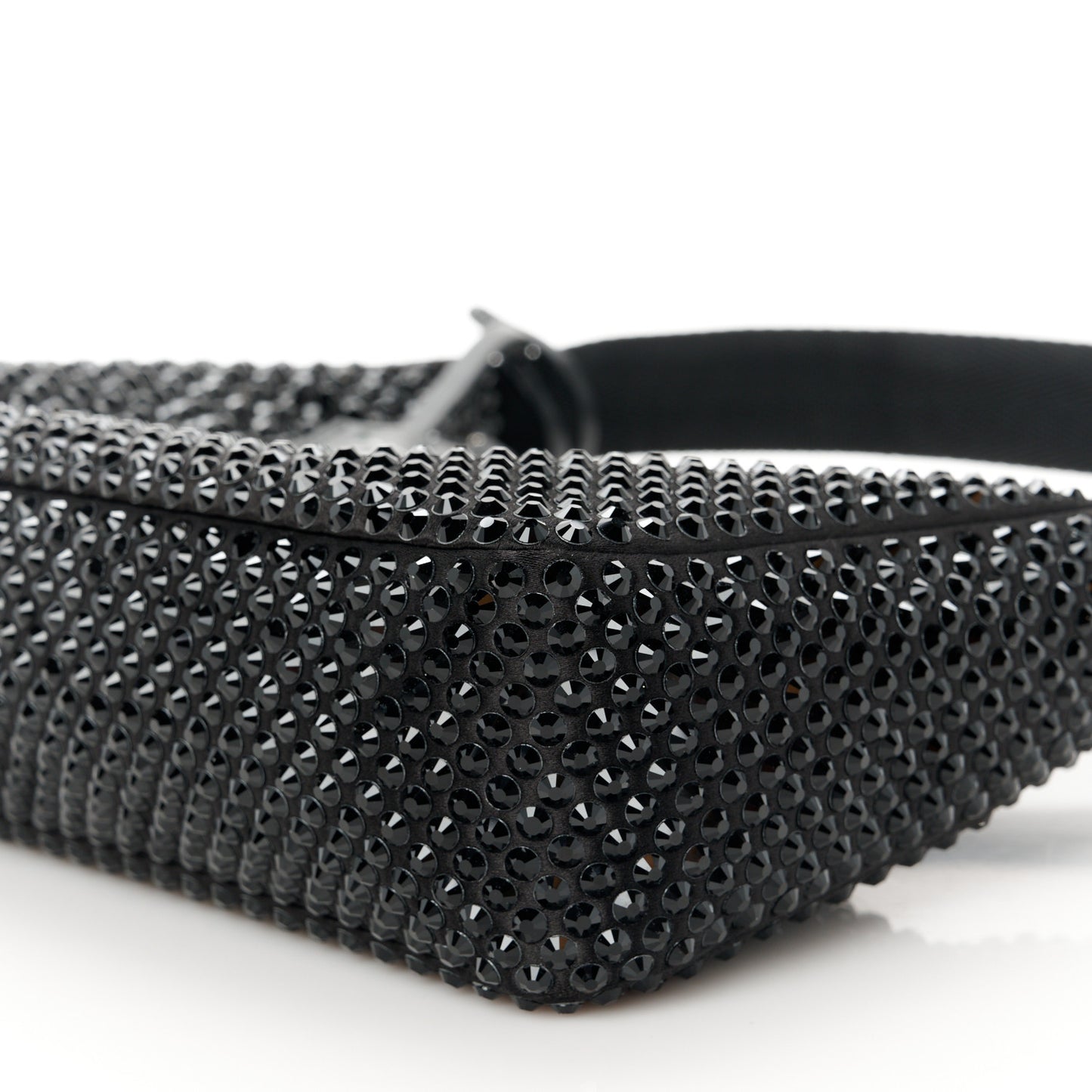 Satin Crystal Mini Re-Edition 2000 Bag Black