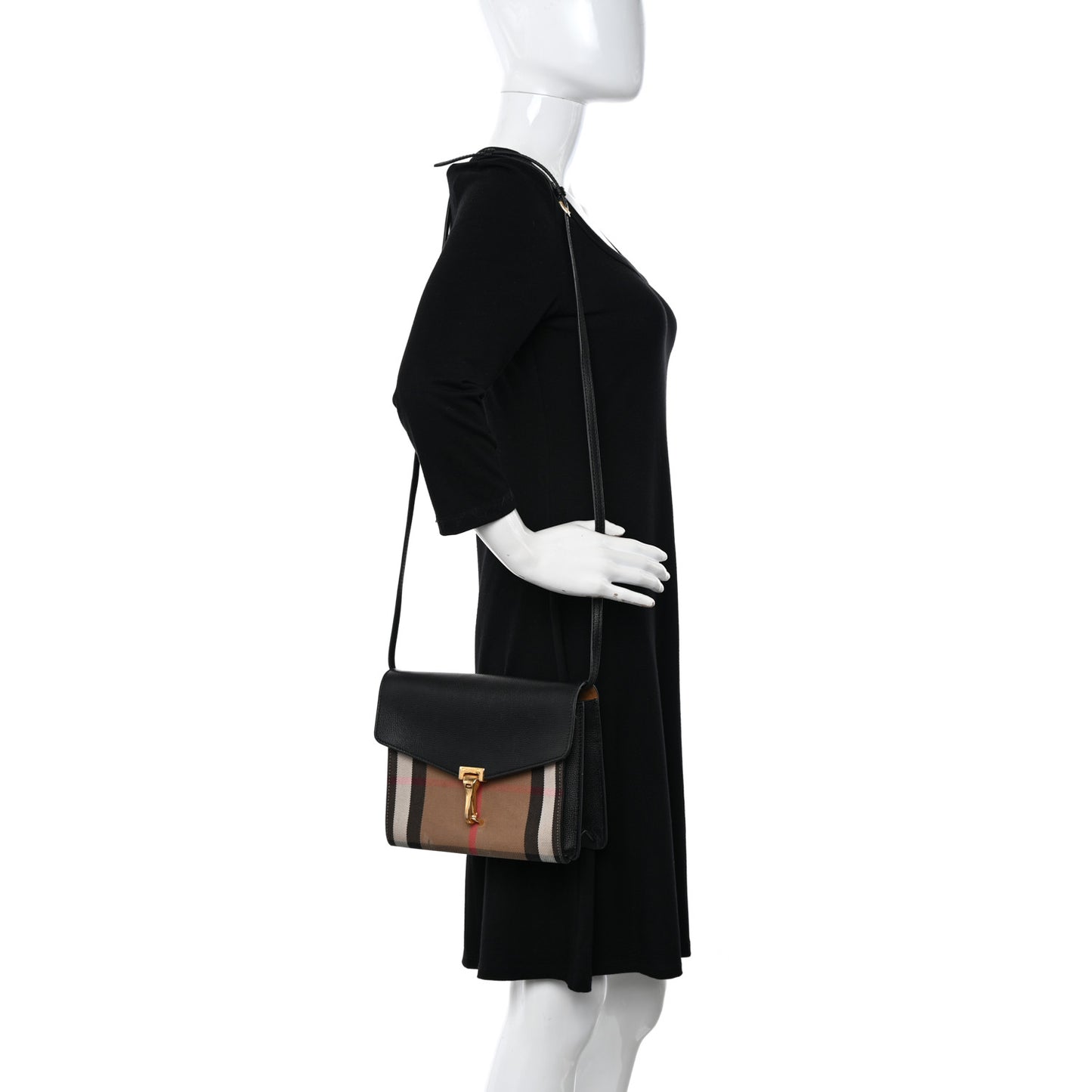 Derby Calfskin House Check Small Macken Crossbody Bag Black