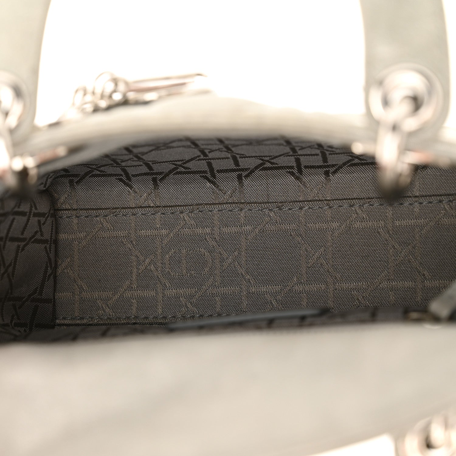 Christian Dior Metallic Lambskin Cannage Mini Lady Dior Silver 5 of 13