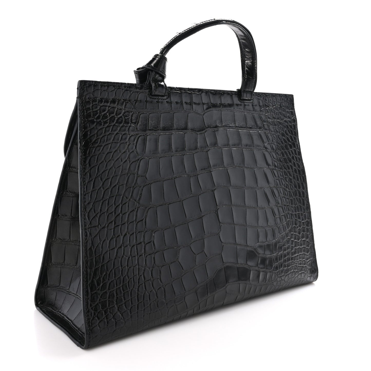 Crocodile Medium GG Marmont Top Handle Bag Black