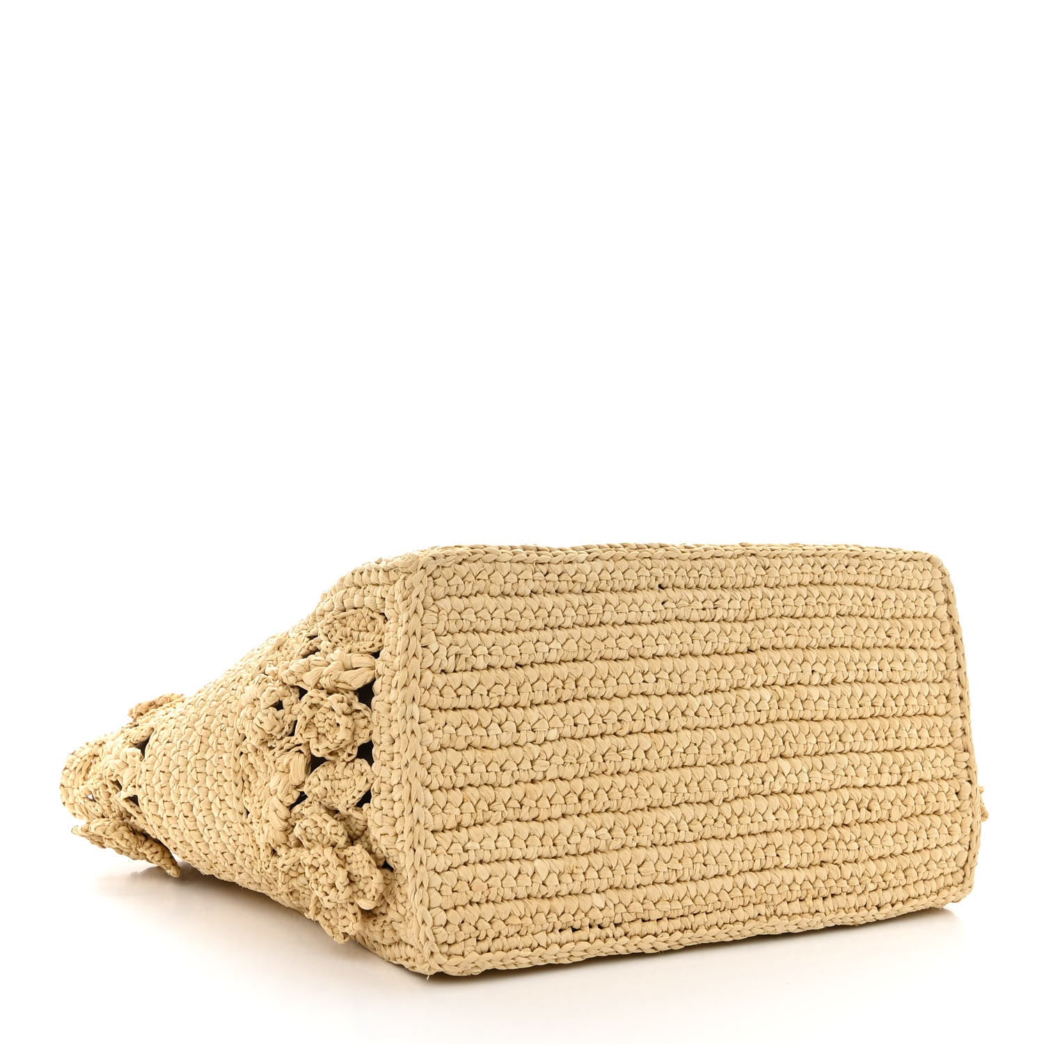 Christian Dior Woven Raffia Floral Embellished Small Book Tote Natural 6 of 15