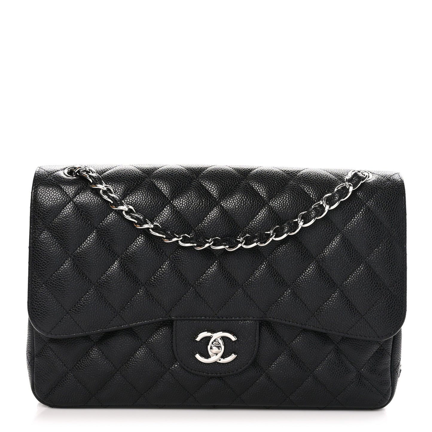 Caviar Quilted Jumbo Double Flap Black