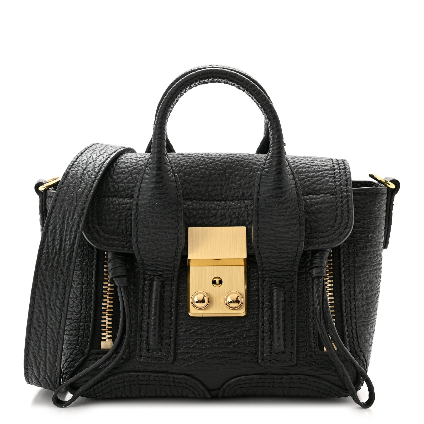 Textured Calfskin Nano Pashli Satchel Black