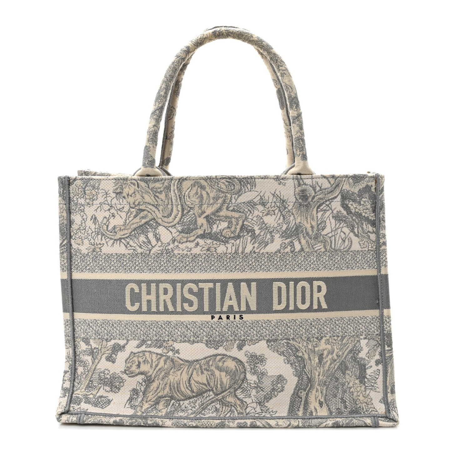 Canvas Embroidered Medium Dioriviera Toile De Jouy Book Tote Gray