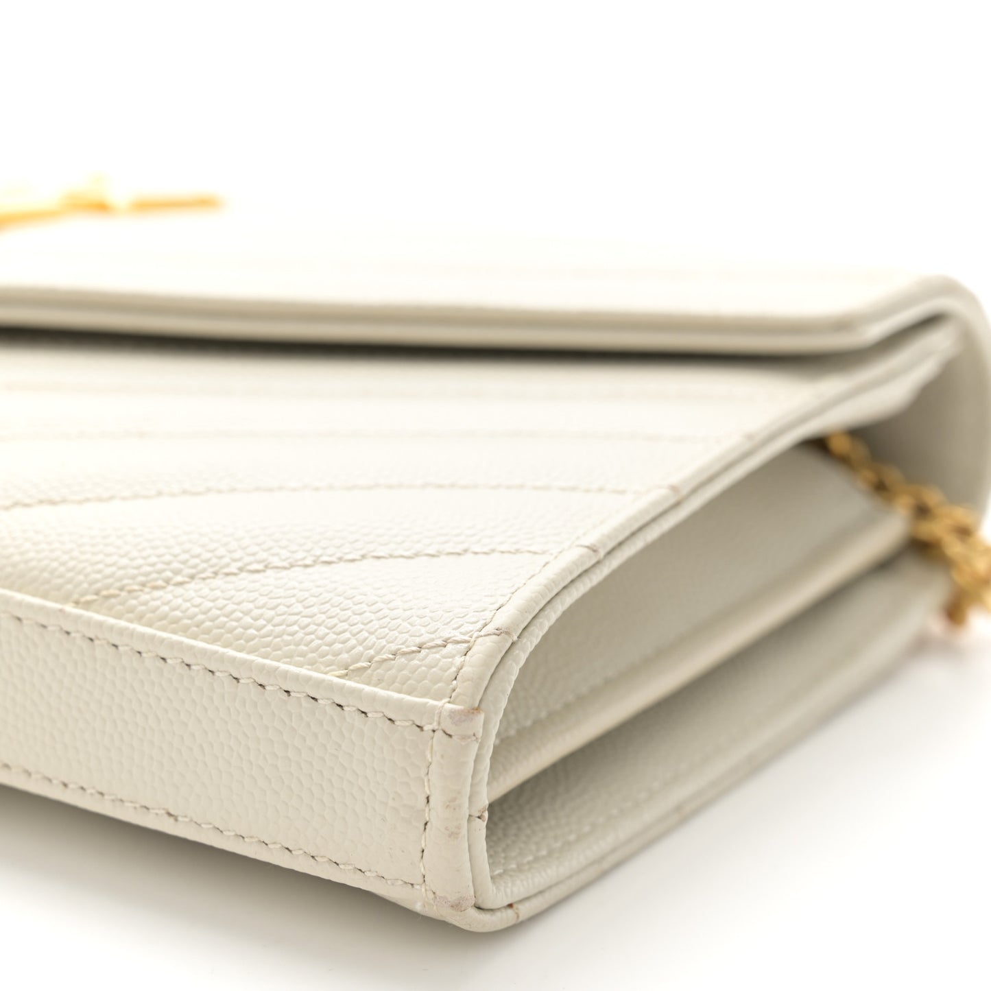 Grain De Poudre Matelasse Chevron Monogram Chain Wallet Crema Soft