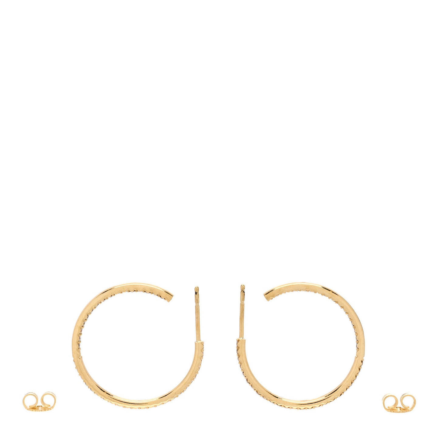 18K Yellow Gold Diamond .99ctw Micro Pave Hoop Earrings