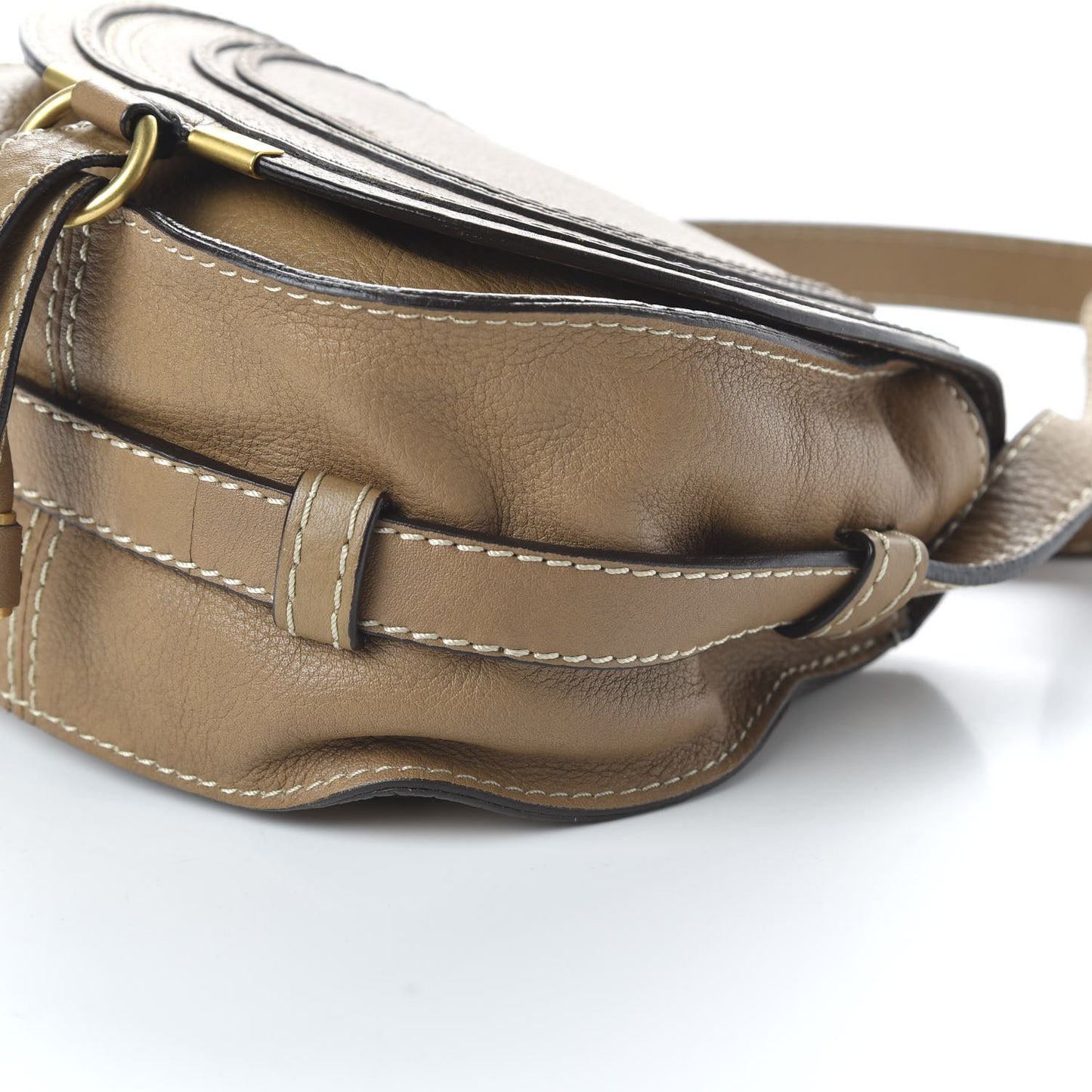 Calfskin Mini Marcie Round Crossbody Bag Nut