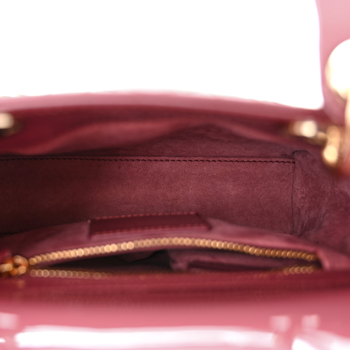 Patent Cannage Mini Lady Dior Dark Pink
