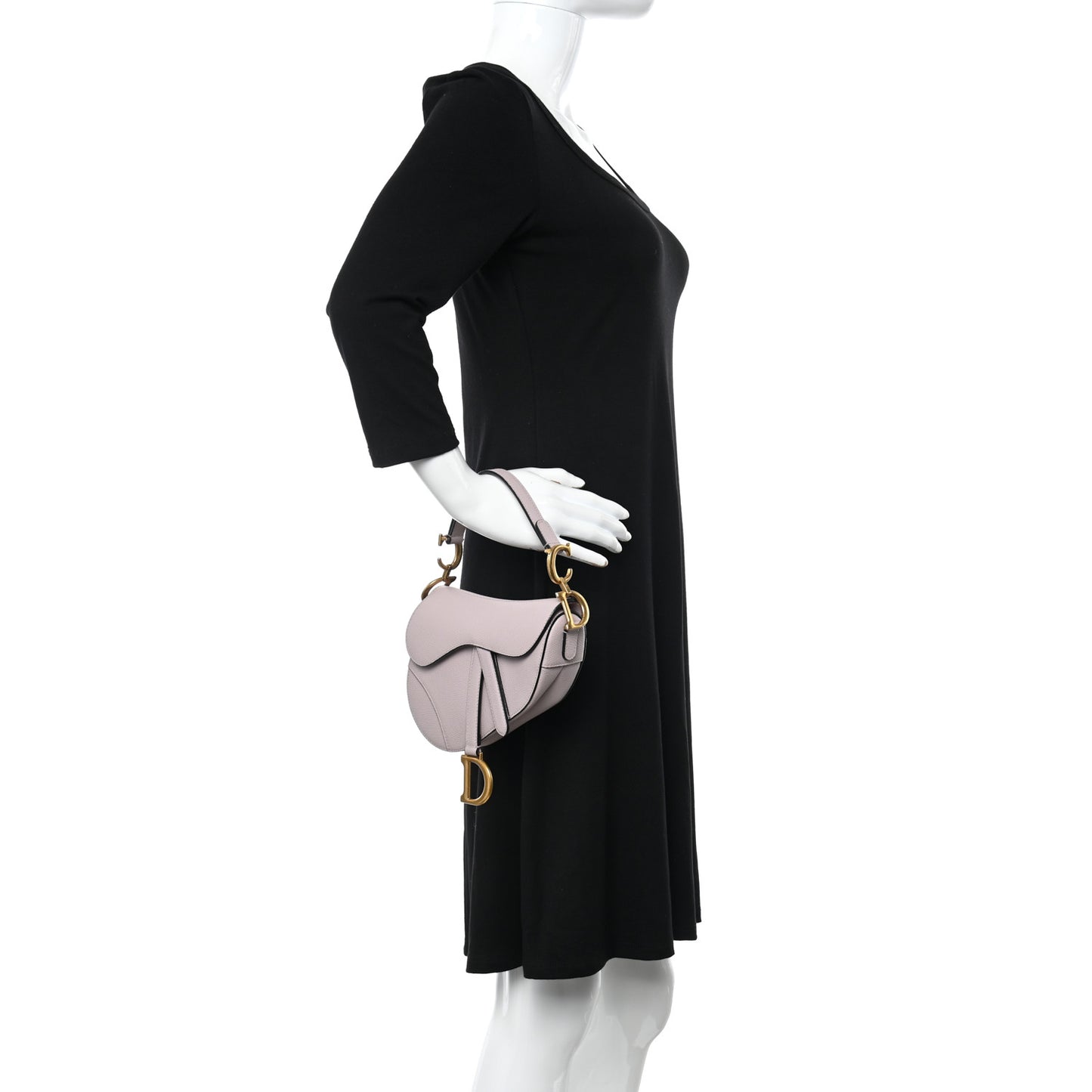 Grained Calfskin Mini Saddle Bag Light Pink