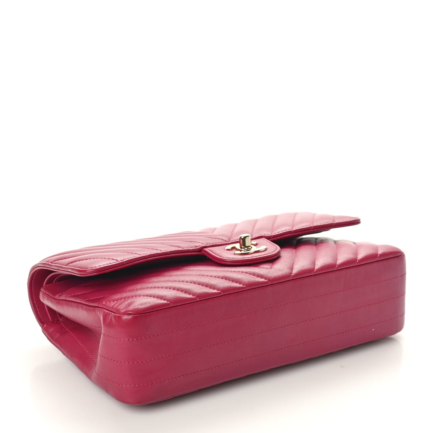 Lambskin Chevron Quilted Medium Double Flap Pink