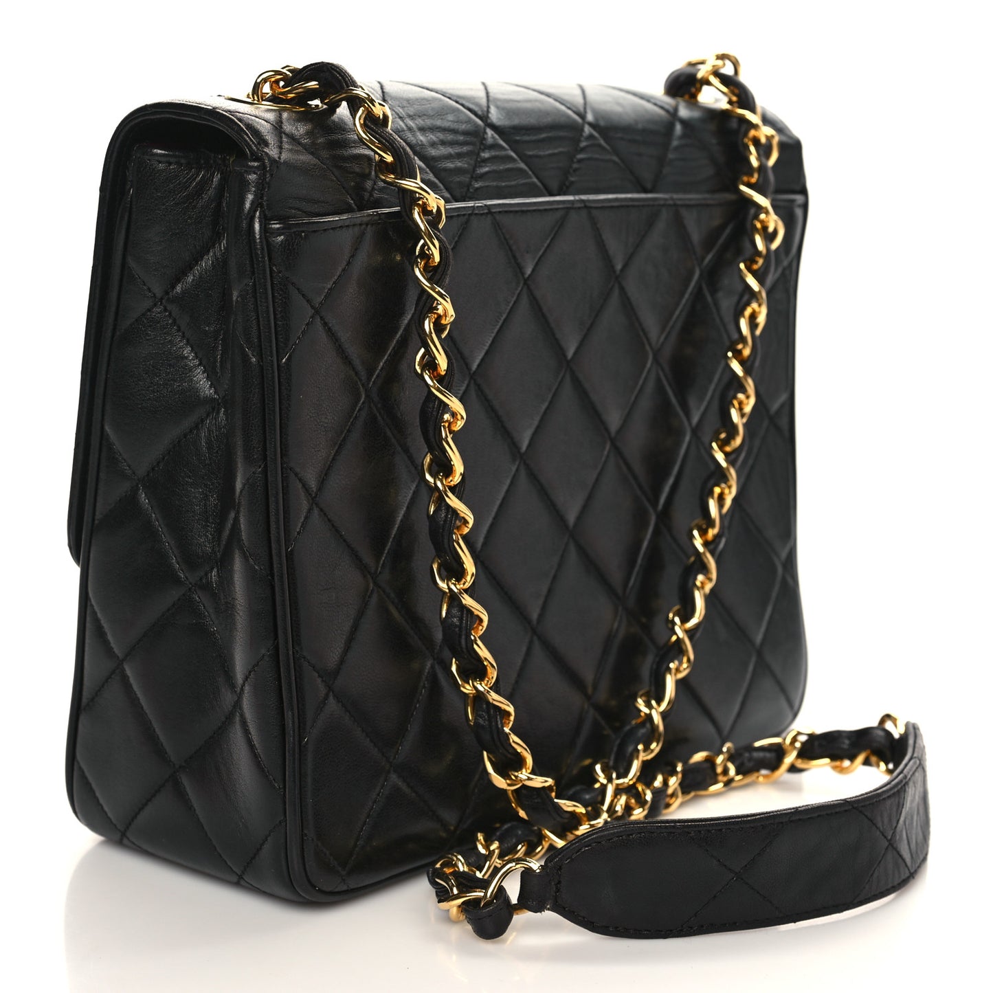 Lambskin Quilted Mini Square Flap Bag Black
