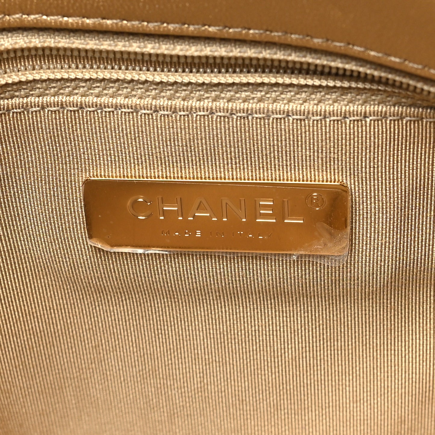 Metallic Goatskin Quilted Large Chanel 19 Flap Gold