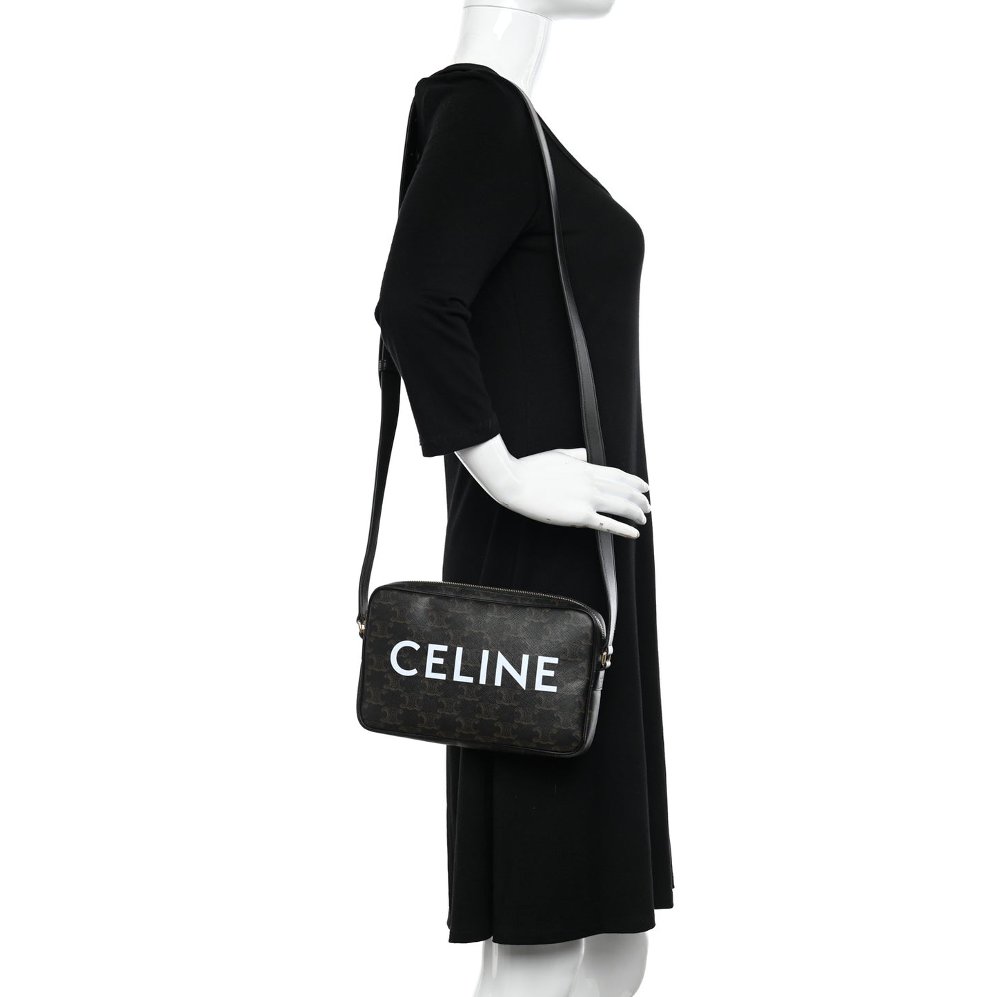 Triomphe Canvas Medium Messenger Bag Black
