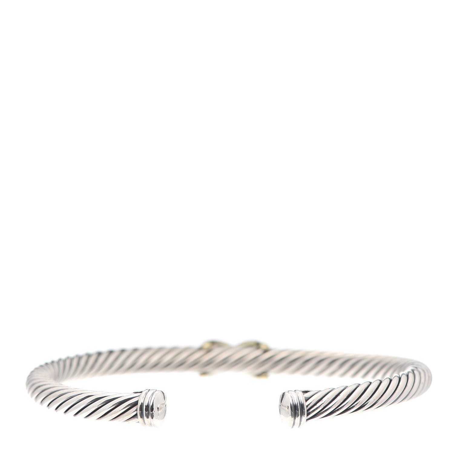 David Yurman Sterling Silver 14K Yellow Gold 5mm X Station Cable Bracelet 3 of 5