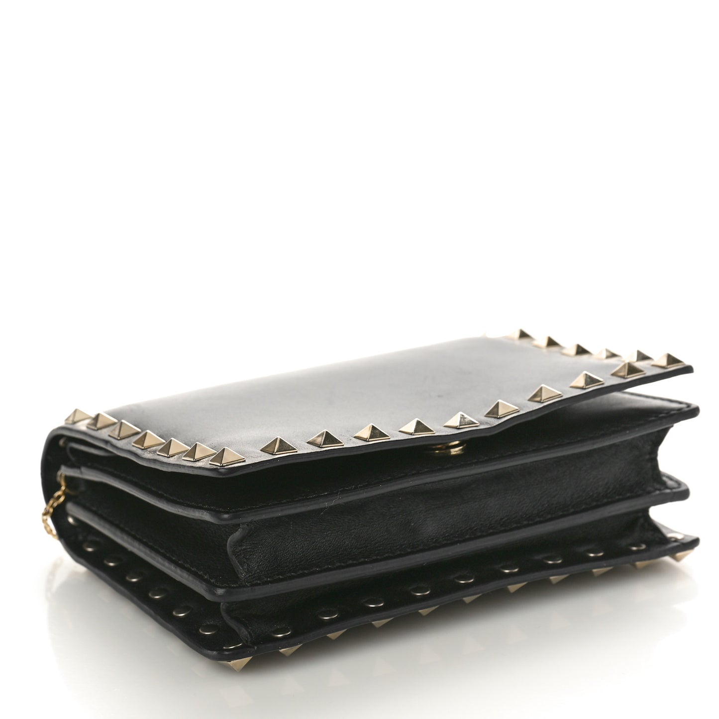 Vitello Rockstud Flap Wallet On Chain Black