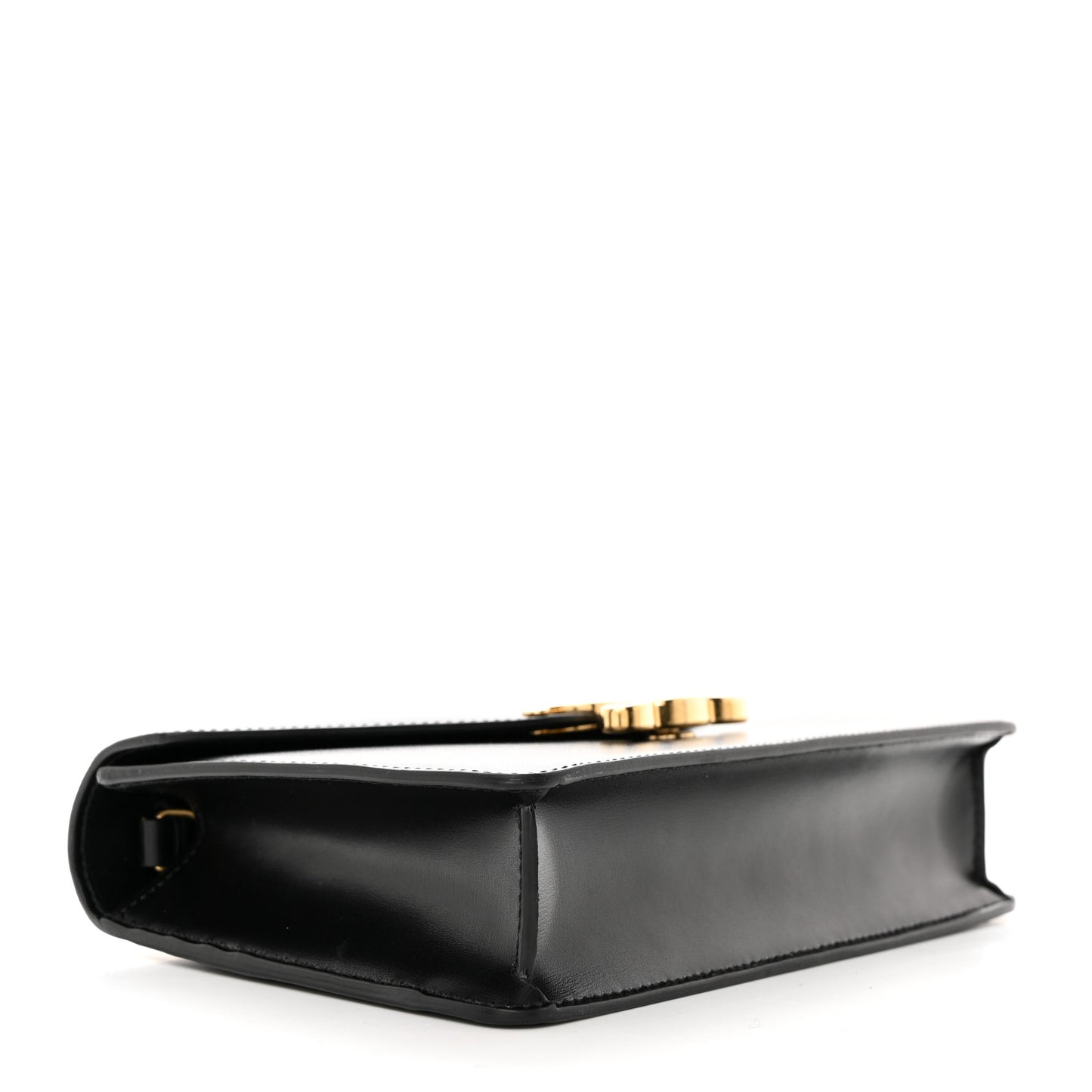 Shiny Calfskin Triomphe Margo Wallet on Chain Black