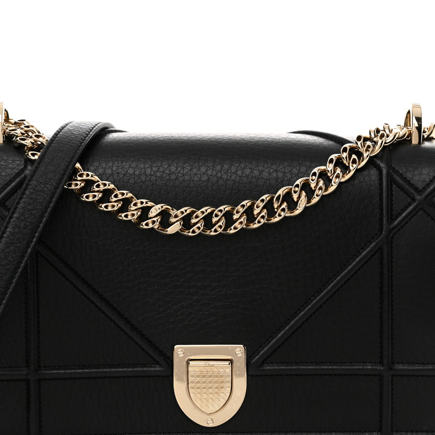Grained Calfskin Medium Diorama Flap Bag Black
