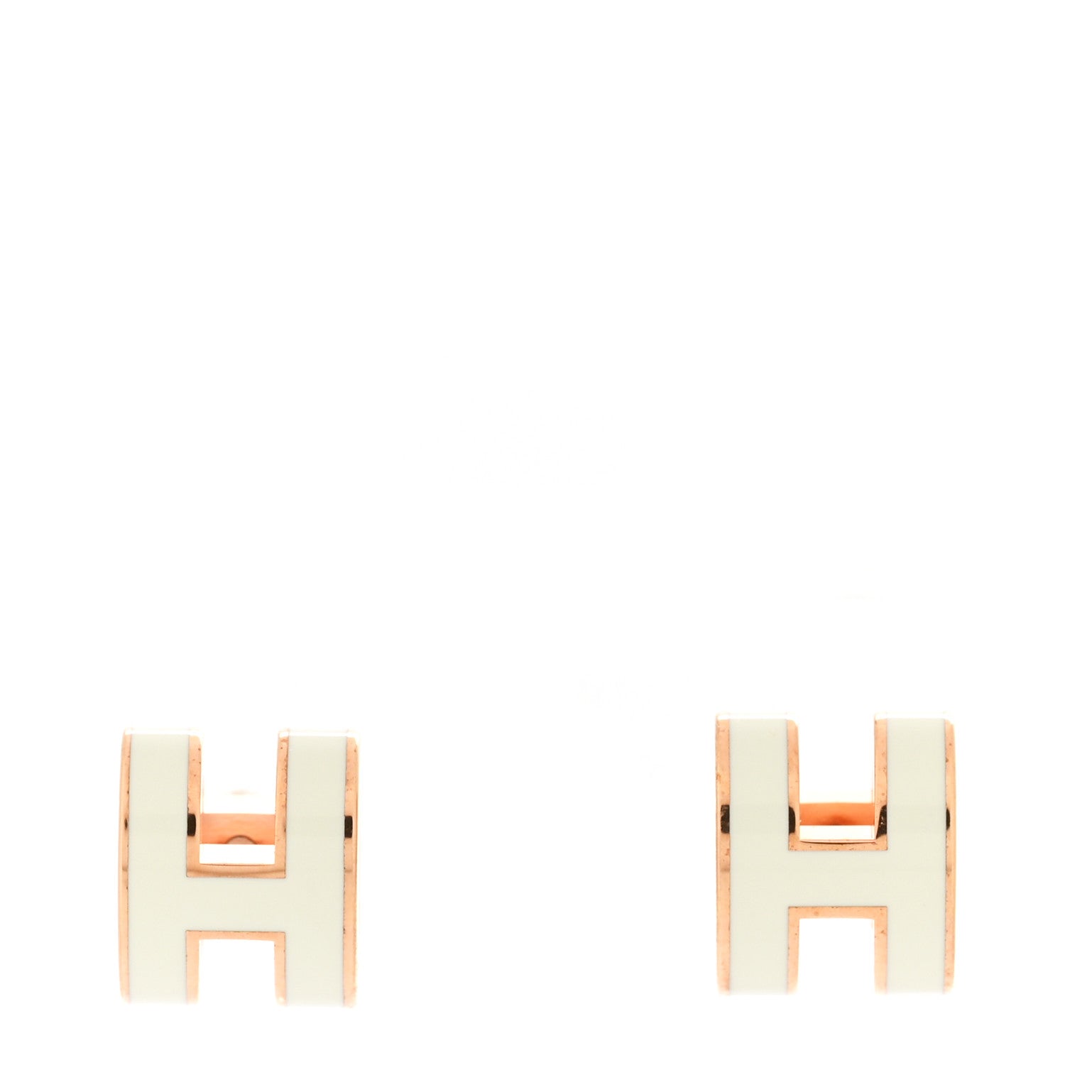 Hermes Rose Gold Lacquered Mini Pop H Earrings Vert Fizz 1749584
