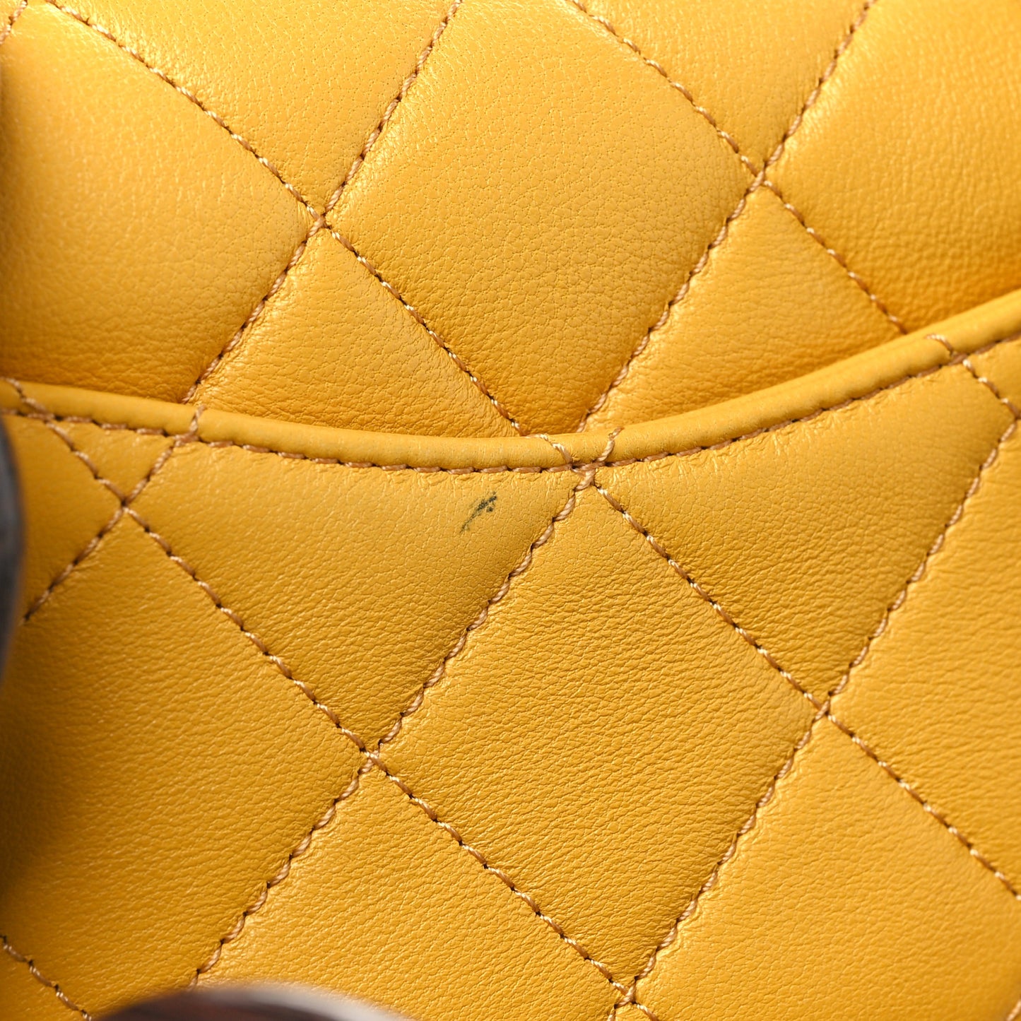 Lambskin Wenge Quilted Mini Fashion Wood Square Flap Yellow