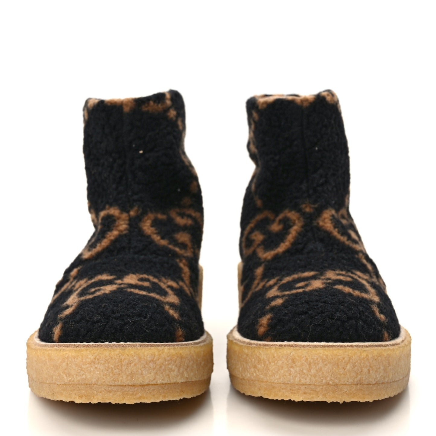Faux Shearling Hooper GG Womens Ankle Boots 39.5 Black Natural Tan