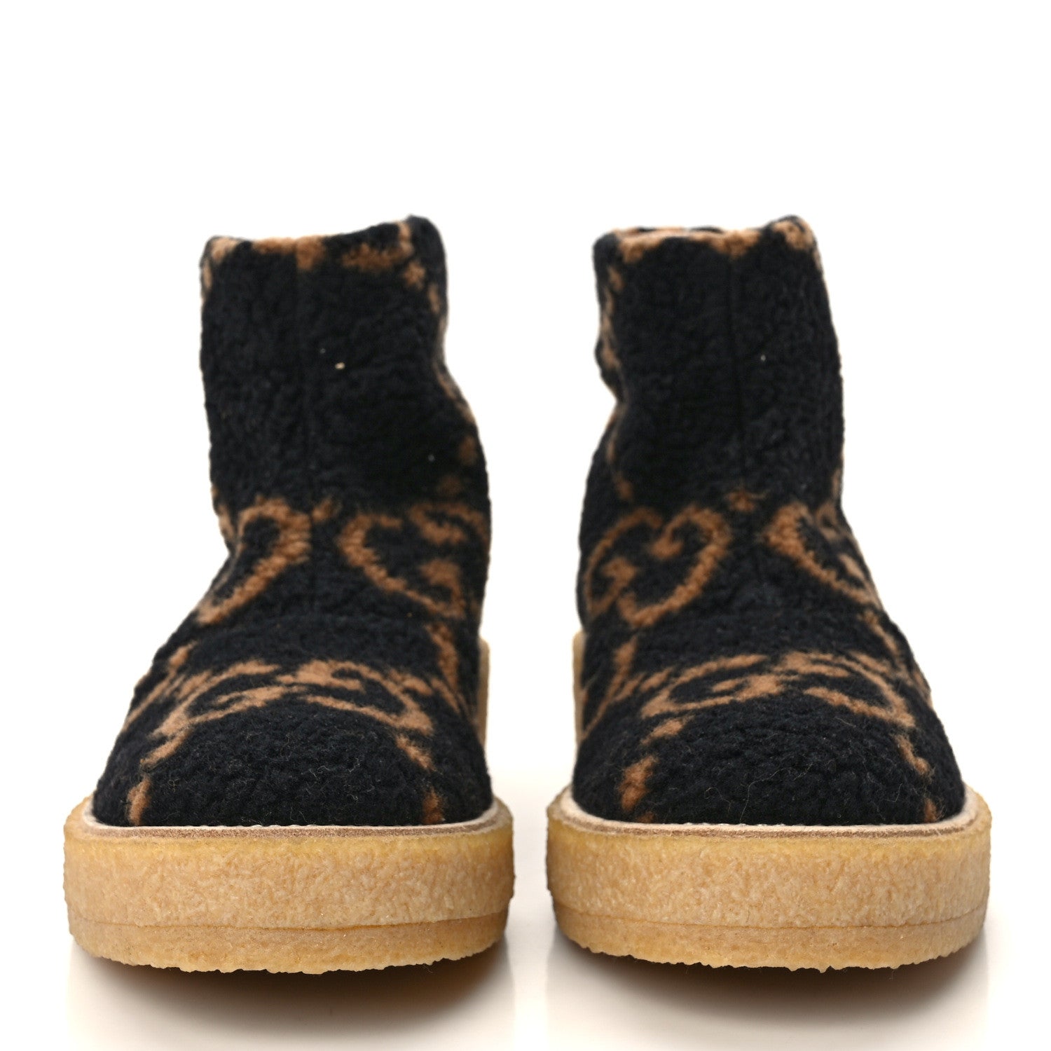 Gucci Faux Shearling Hooper GG Womens Ankle Boots 39.5 Black Natural Tan 2 of 9