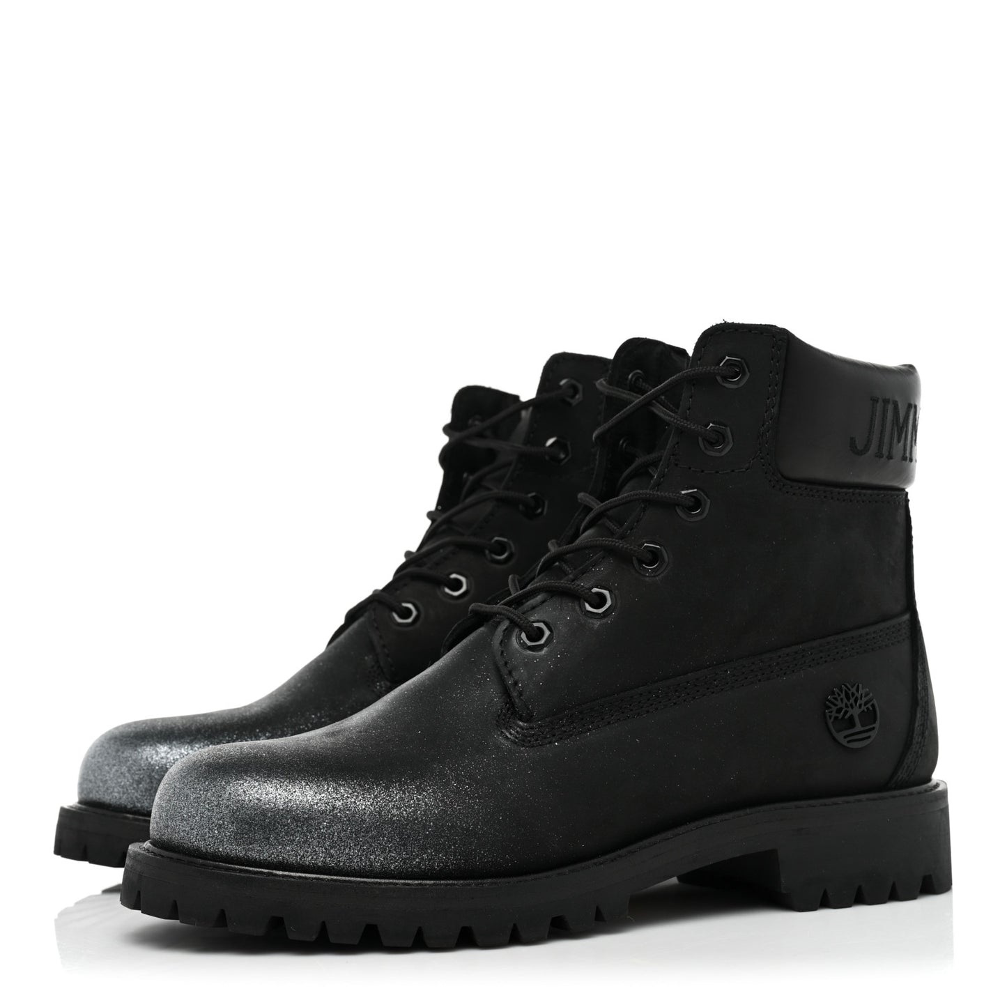 X TIMBERLAND Nubuck Glitter Ankle Boots 10 Black Gunmetal