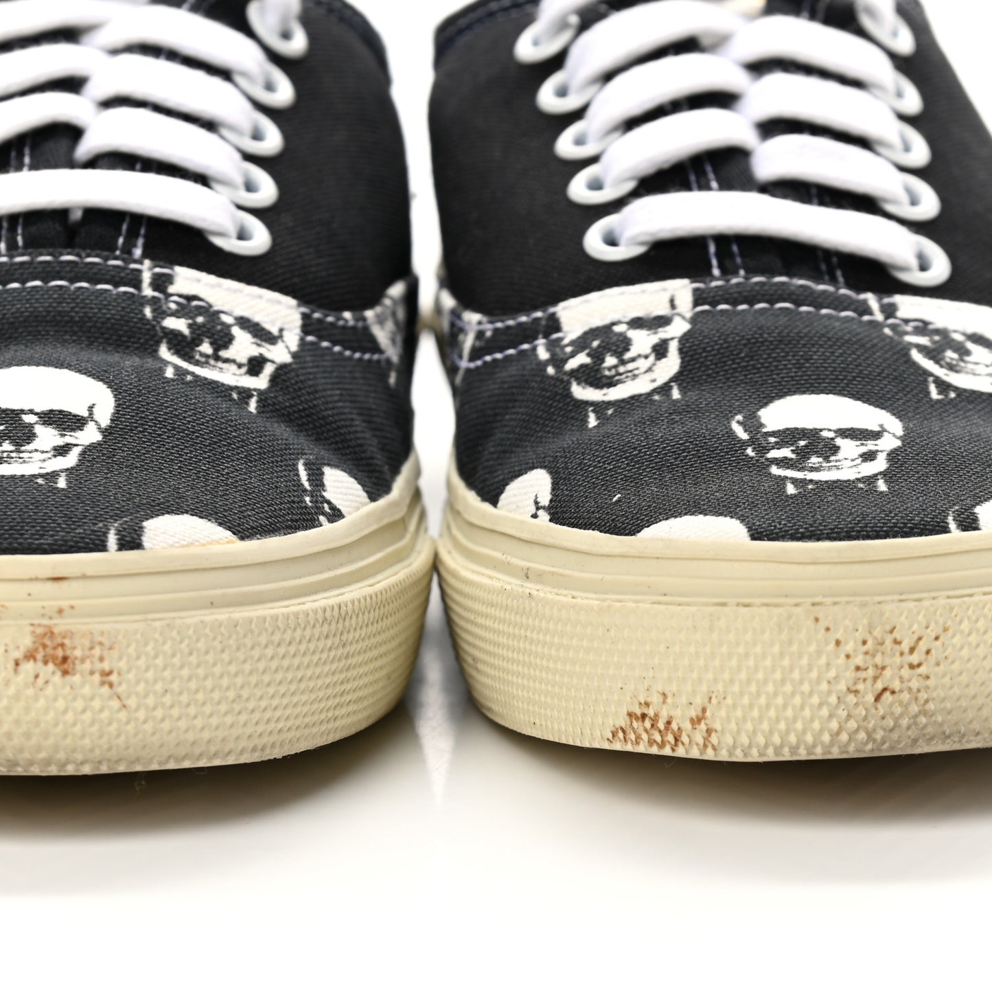 Canvas Skull Print Skate Sneakers 40 Black White