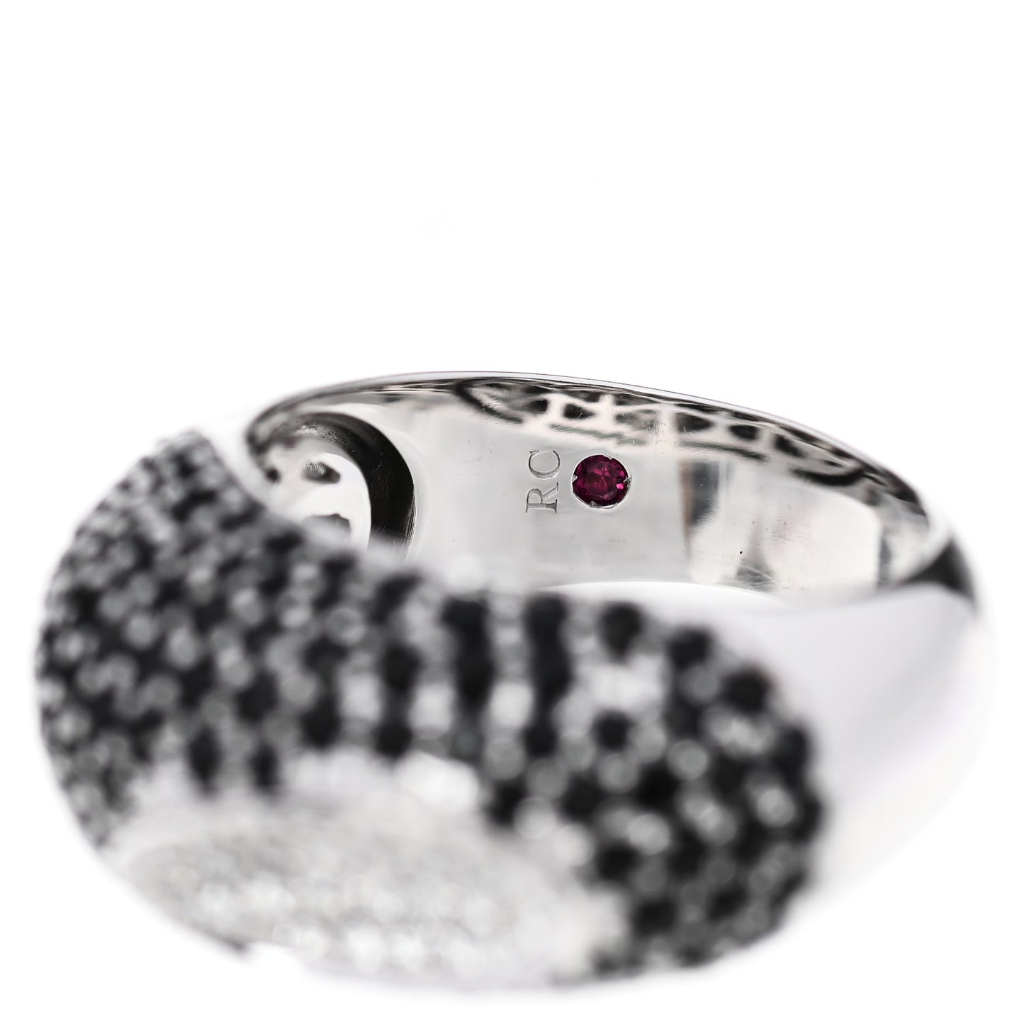 18K White Gold Diamond Black Sapphire Capri Ring 59 8.75