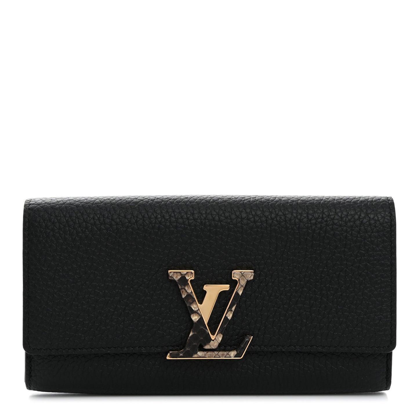 Taurillon Capucines Snakeskin Wallet Black