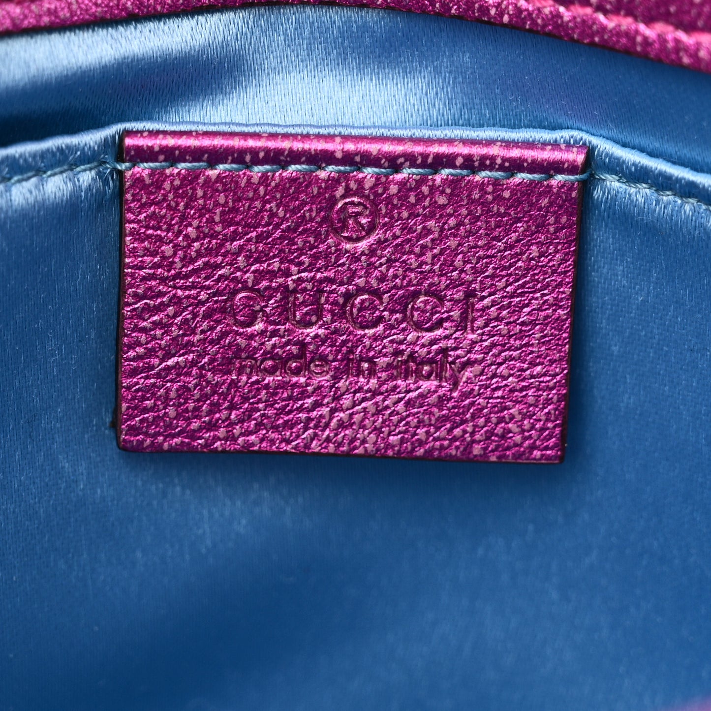 Metallic Calfskin Matelasse Mini GG Marmont Shoulder Bag Fuchsia