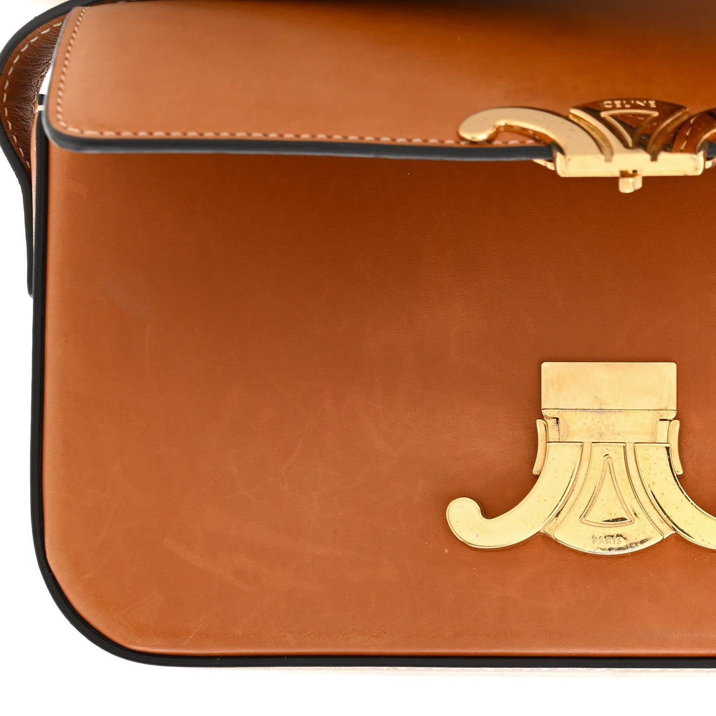Natural Calfskin Triomphe Shoulder Bag Tan