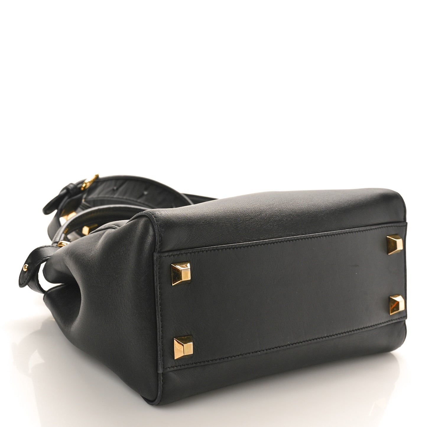 Nappa Studded Mini Peekaboo Iconic Satchel Black