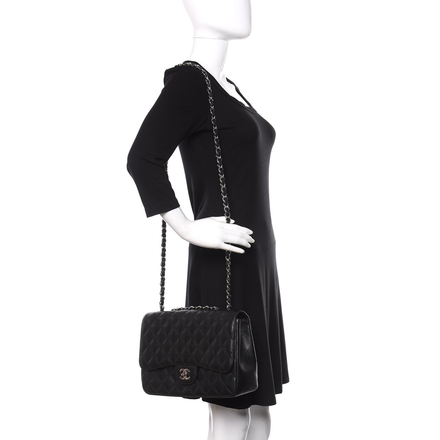 Caviar Quilted Jumbo Single Flap Black