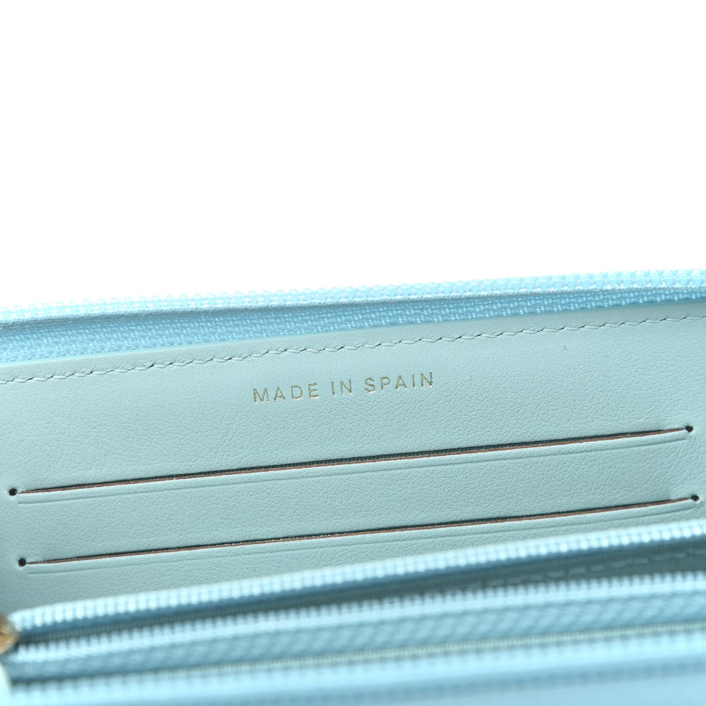 Caviar Quilted Small Boy Zip Around Wallet Light Blue