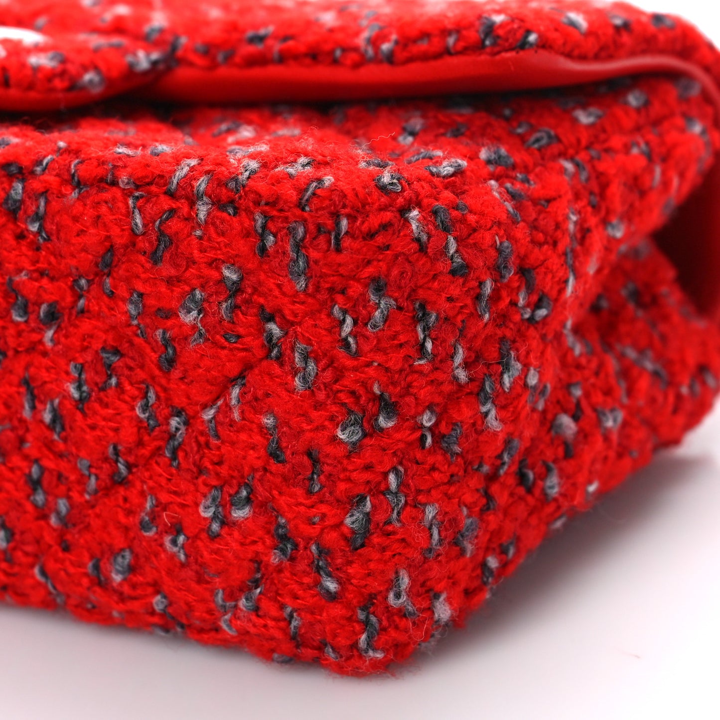 Tweed Quilted Mini Rectangular Flap Red Grey