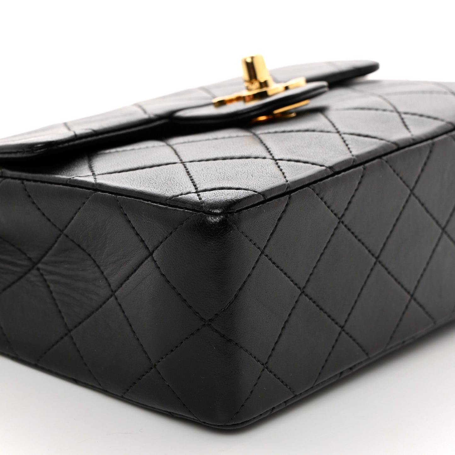 Lambskin Quilted Mini Square Flap Bag Black