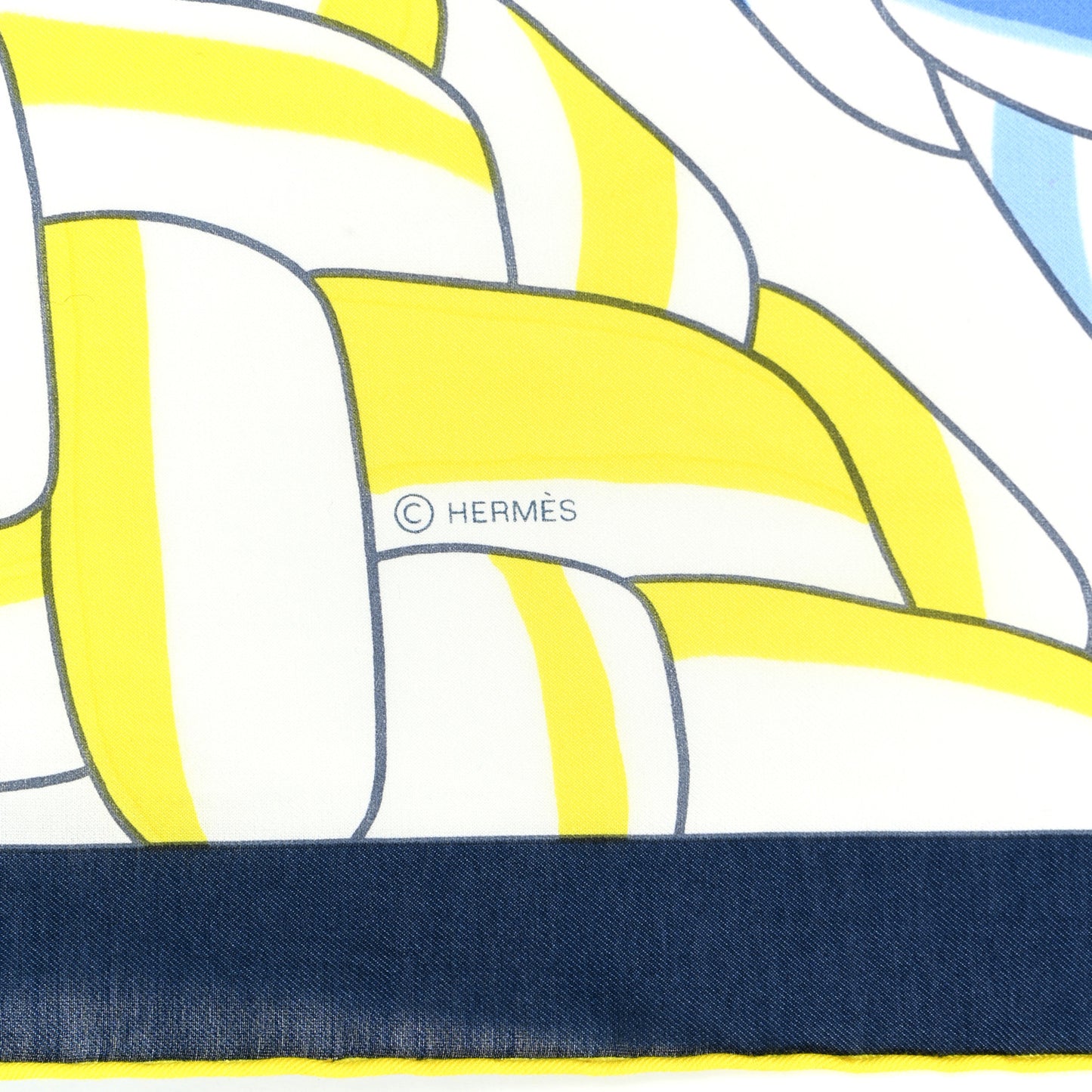 Cotton Silk Carrick Bend Scarf 100 Jaune Citron White