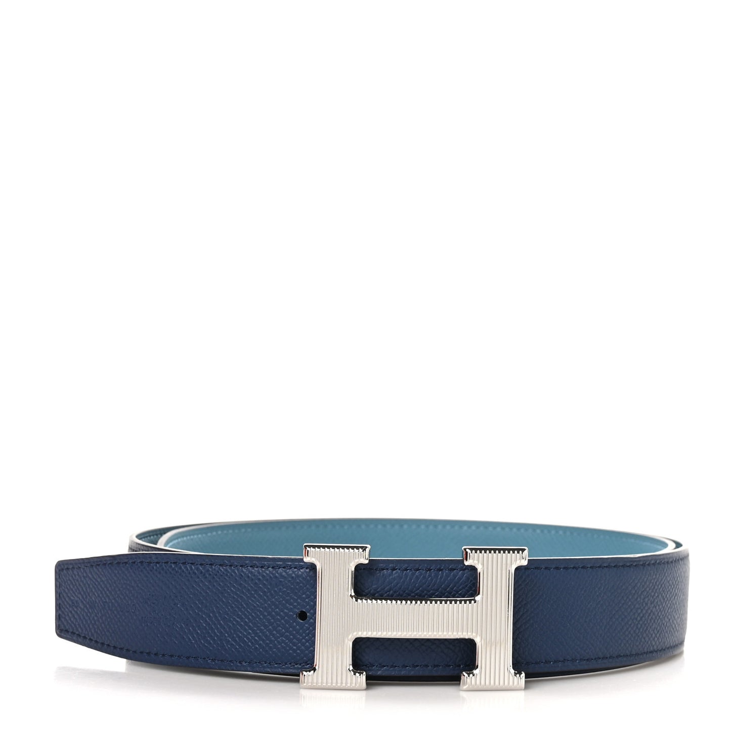 Epsom 32mm Strie H Belt 90 New Bleu Jean Bleu Navy