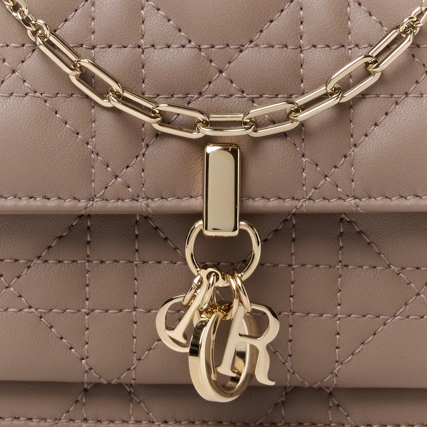 Christian Dior Lambskin Cannage Lady Dior Chain Pouch Warm Taupe 10 of 12
